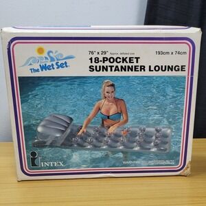VTG Pool Inflatable‎ Raft 1994 Intex The Wet Set 18 Pocket Suntanner Lounge